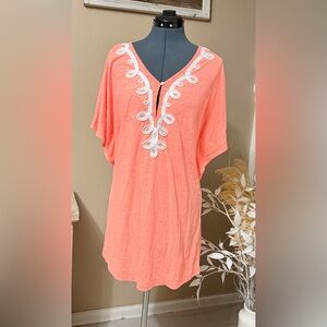 Lilly Pulitzer Coral Cover-Up with White Detailing